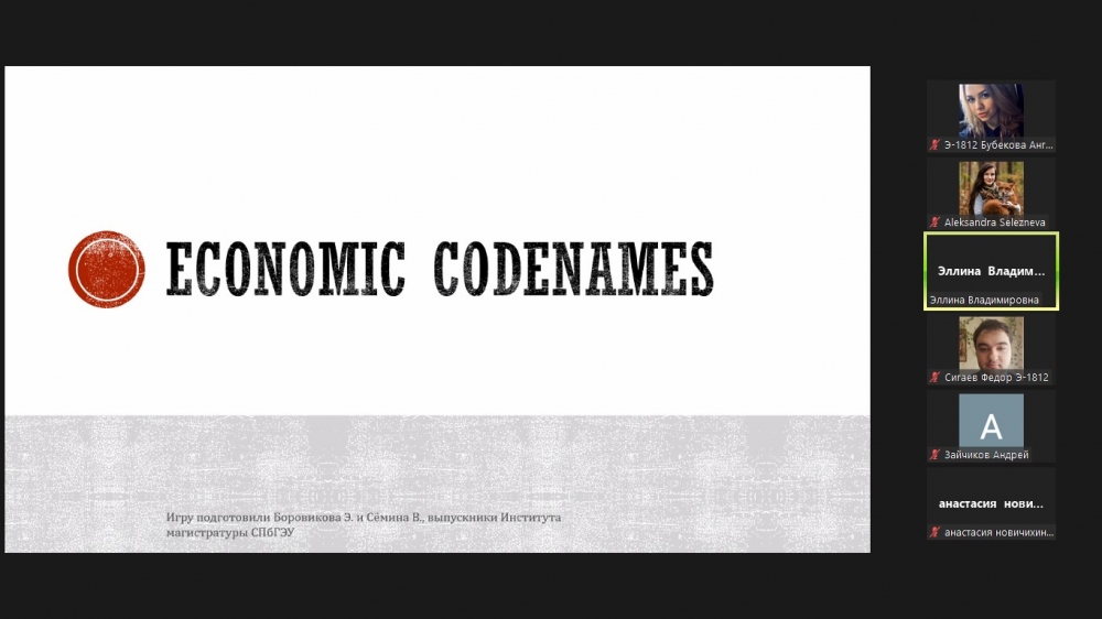 Выпускники студентам: интерактивная игра »Economic CodeNames»